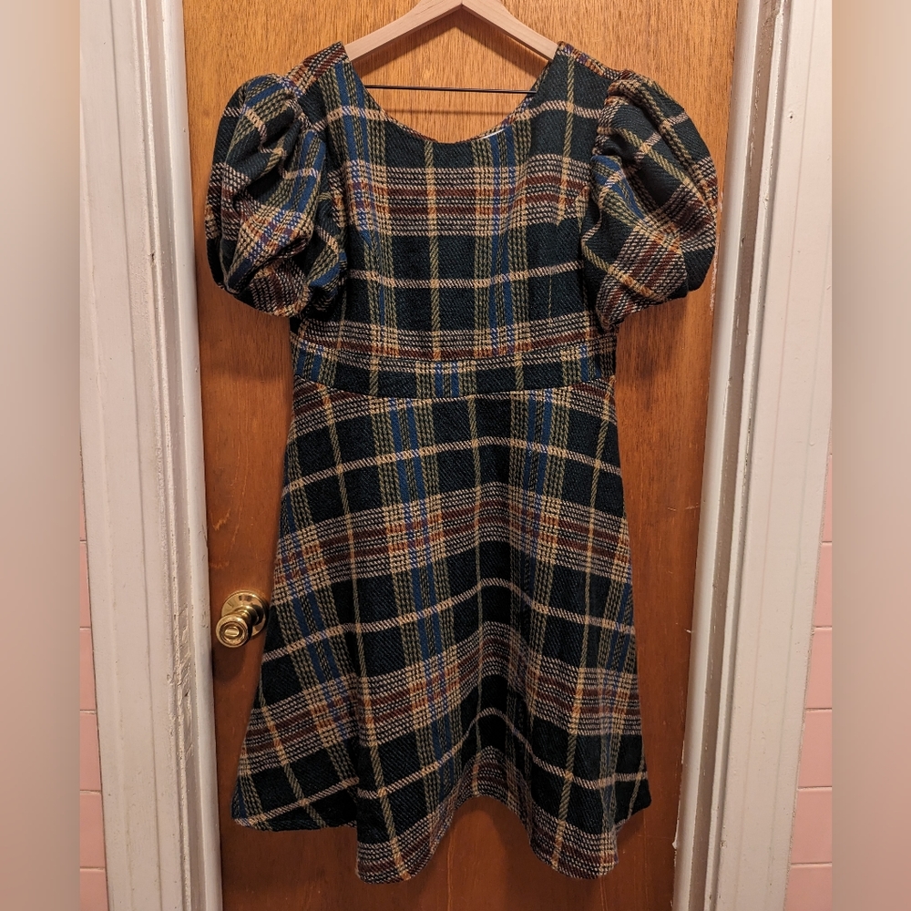 Ivy City Co Holly Plaid Flare Dress XXL